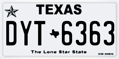 TX license plate DYT6363