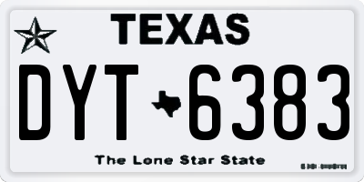 TX license plate DYT6383