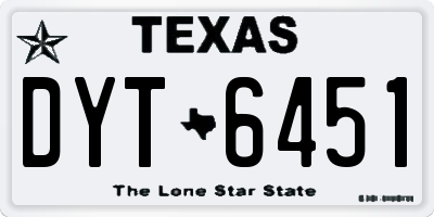 TX license plate DYT6451