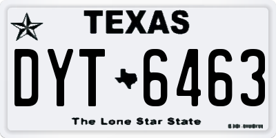 TX license plate DYT6463