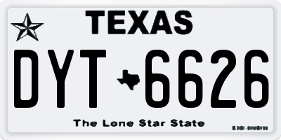 TX license plate DYT6626
