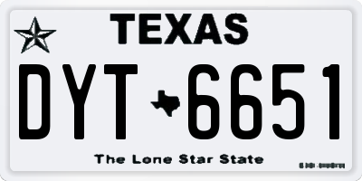 TX license plate DYT6651