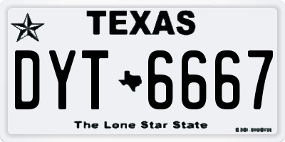TX license plate DYT6667