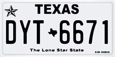 TX license plate DYT6671