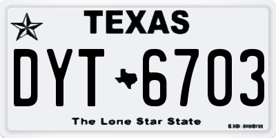 TX license plate DYT6703