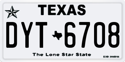 TX license plate DYT6708