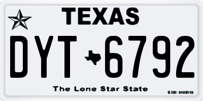 TX license plate DYT6792