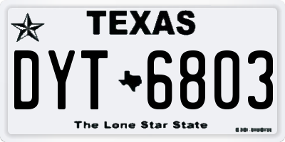 TX license plate DYT6803