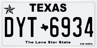 TX license plate DYT6934