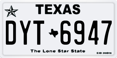 TX license plate DYT6947