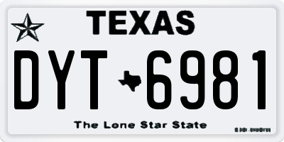 TX license plate DYT6981