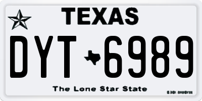 TX license plate DYT6989