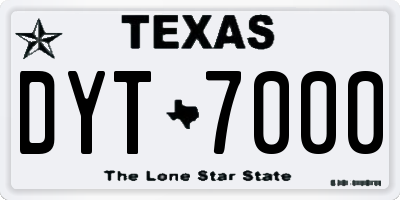 TX license plate DYT7000
