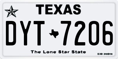 TX license plate DYT7206