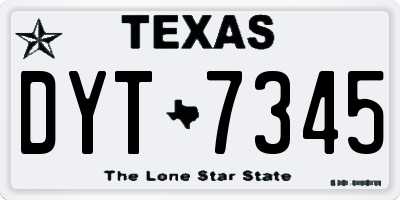 TX license plate DYT7345