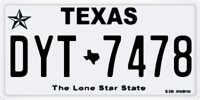 TX license plate DYT7478