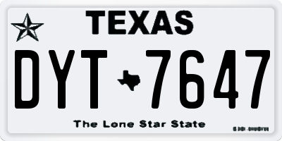 TX license plate DYT7647