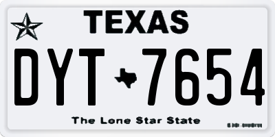 TX license plate DYT7654