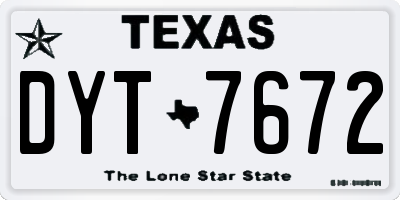 TX license plate DYT7672