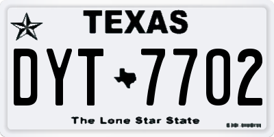 TX license plate DYT7702