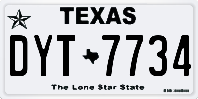 TX license plate DYT7734