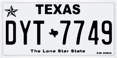 TX license plate DYT7749