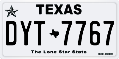 TX license plate DYT7767