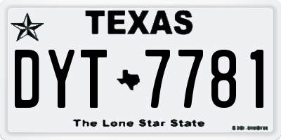 TX license plate DYT7781