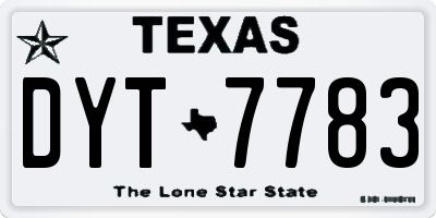 TX license plate DYT7783