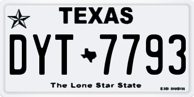 TX license plate DYT7793