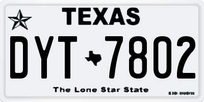 TX license plate DYT7802