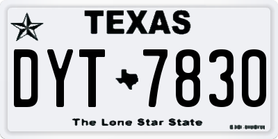 TX license plate DYT7830