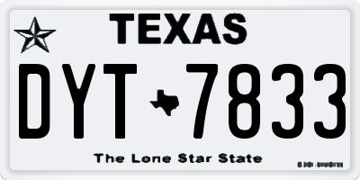 TX license plate DYT7833