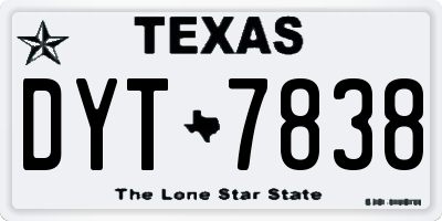 TX license plate DYT7838