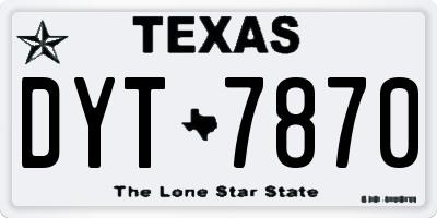 TX license plate DYT7870
