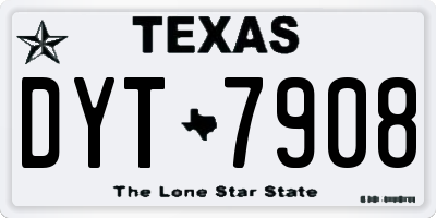 TX license plate DYT7908