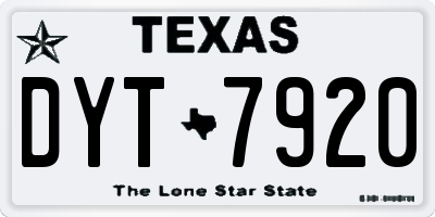 TX license plate DYT7920