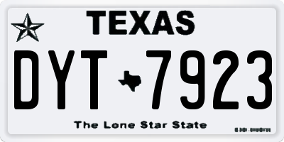 TX license plate DYT7923