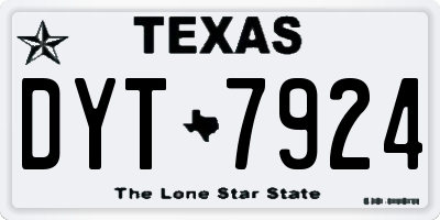 TX license plate DYT7924