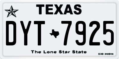 TX license plate DYT7925