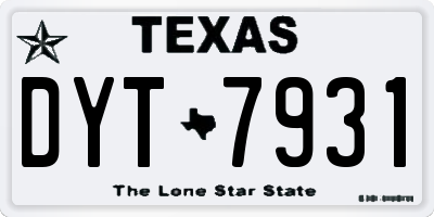 TX license plate DYT7931