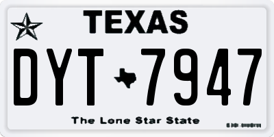 TX license plate DYT7947