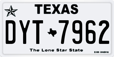TX license plate DYT7962