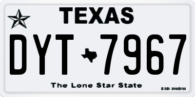 TX license plate DYT7967