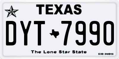 TX license plate DYT7990