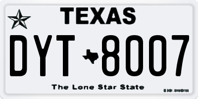 TX license plate DYT8007