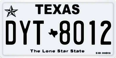 TX license plate DYT8012