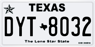 TX license plate DYT8032