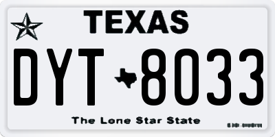 TX license plate DYT8033
