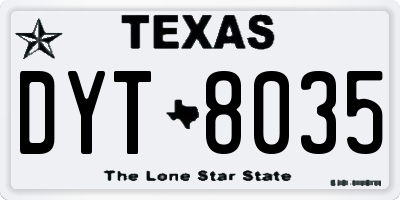 TX license plate DYT8035